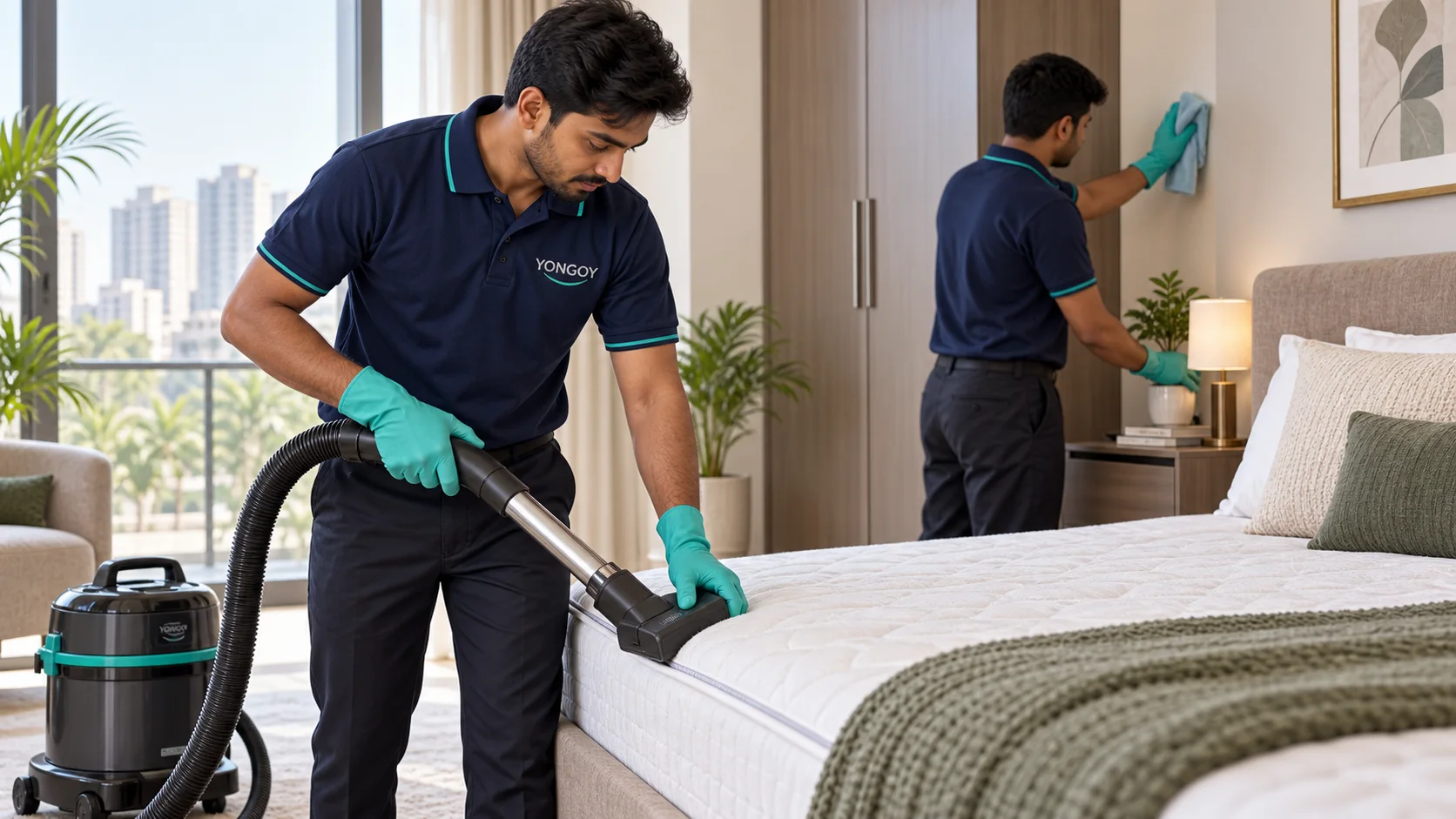Indian Yongoy professionals providing bedroom deep cleaning