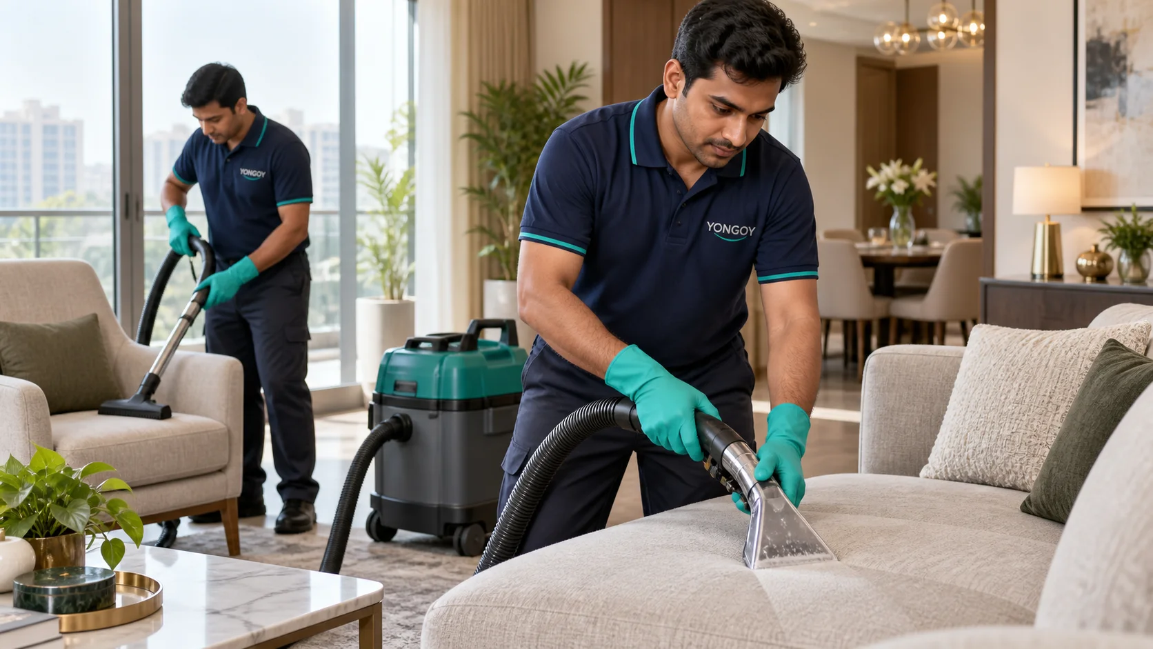 Indian Yongoy professionals providing sofa cleaning